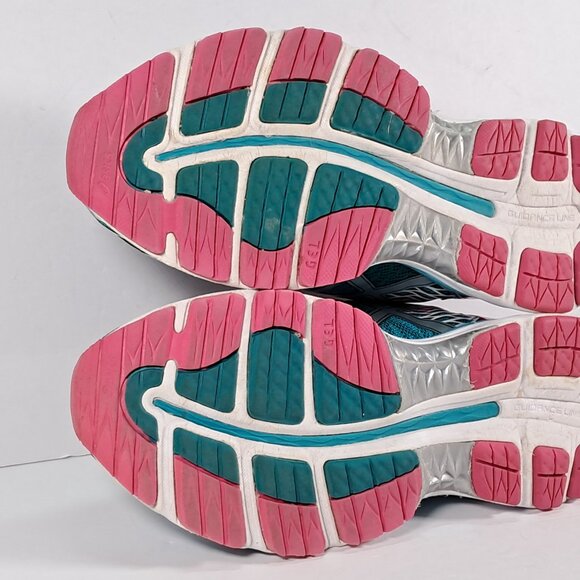 Asics Gel Nimbus 18 Women 8 Mesh Teal Silver Pink Athletic Running Sneakers - Picture 11 of 15